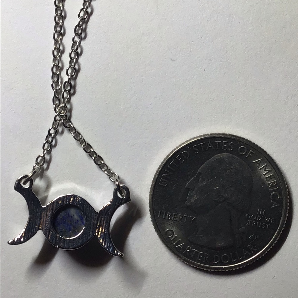 Triple moon goddess necklace lapis lazuli - Picture 3 of 4